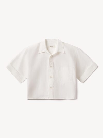 White Mainstay Cotton Cut-Off Short Sleeve Button Down