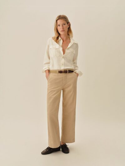 Ivory Draped Twill Cpo Shirt