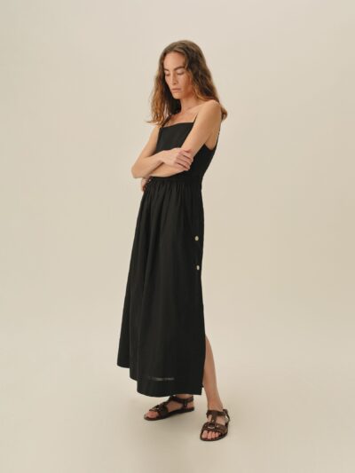 Black Poplin Veranda Dress