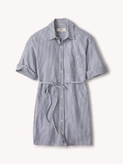 Hampton Stripe Blue / White Mainstay Cotton Ss Shirt Dress