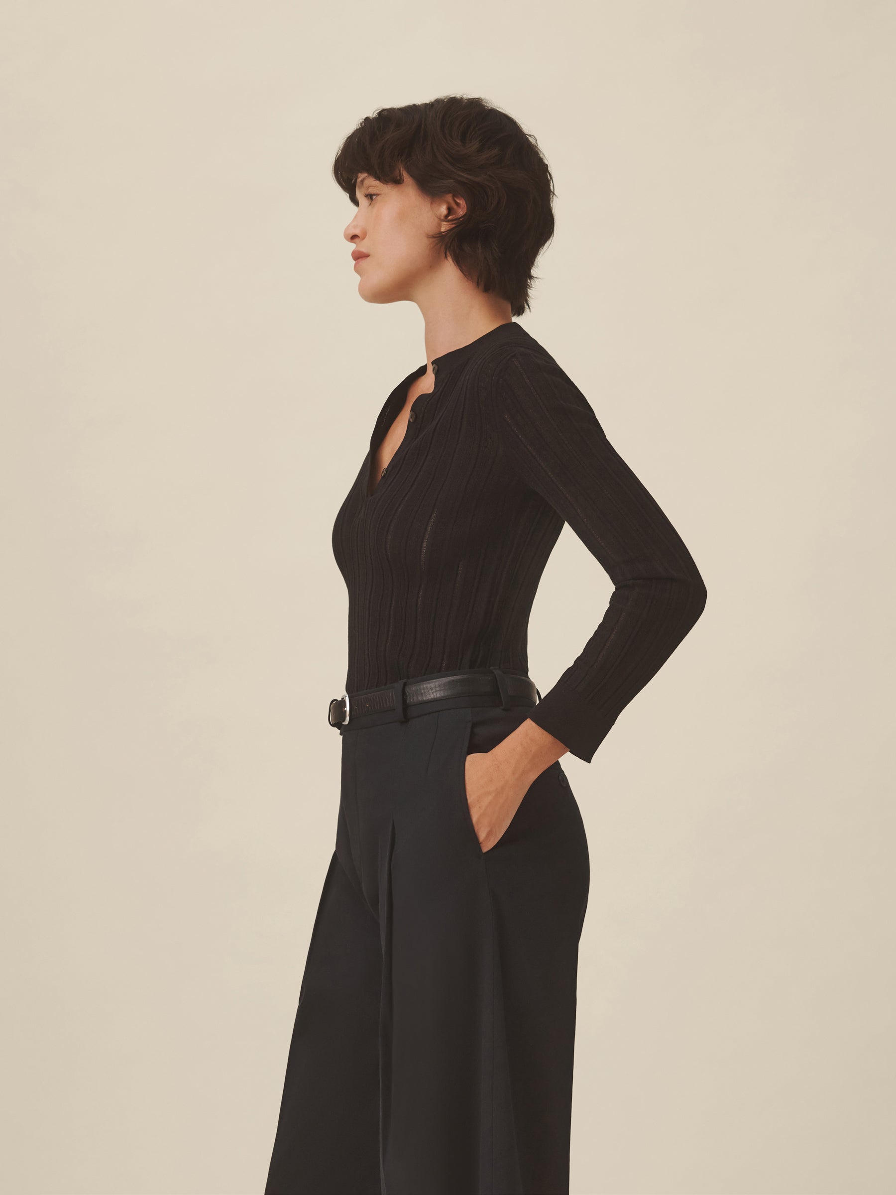 Black Keepsake Pointelle Henley - Image 3