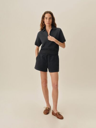 Dark Navy Venice Wash Vintage Interloop Short Sleeve Quarter Zip