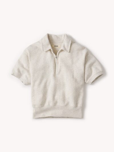 Heather Oat Vintage Interloop Short Sleeve Quarter Zip