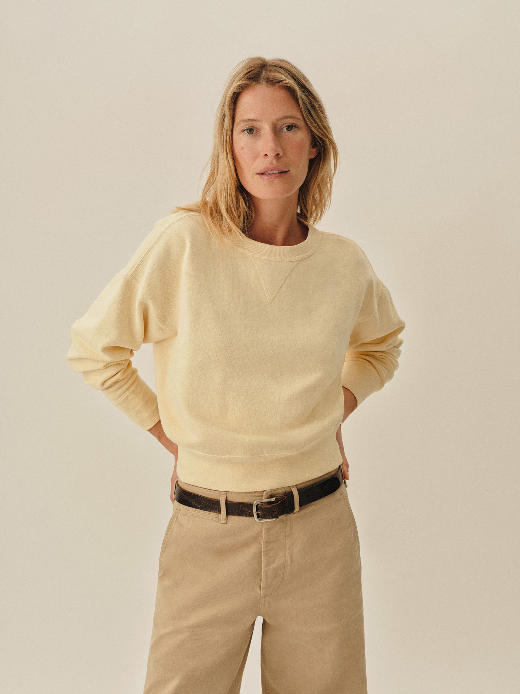 Butter Yellow Vintage Interloop Oversized Crew