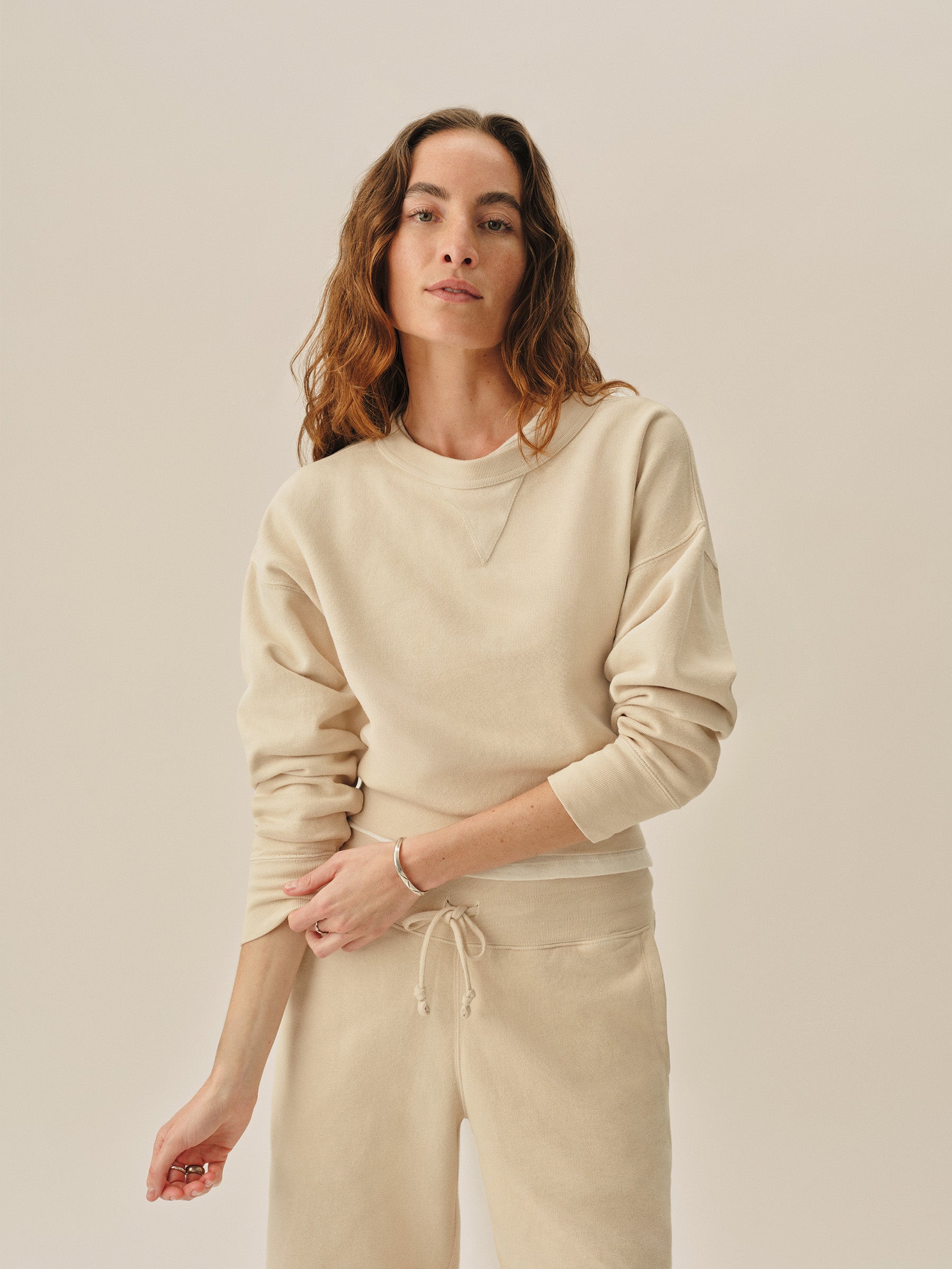 Natural Venice Wash Vintage Interloop Oversized Crew