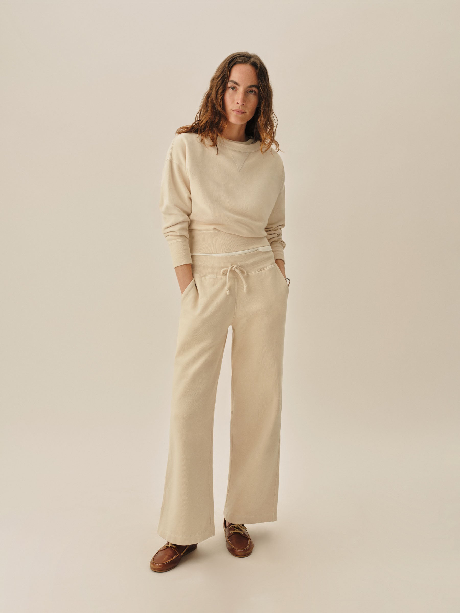 Natural Venice Wash Vintage Interloop Wide Leg Sweatpant - Image 2