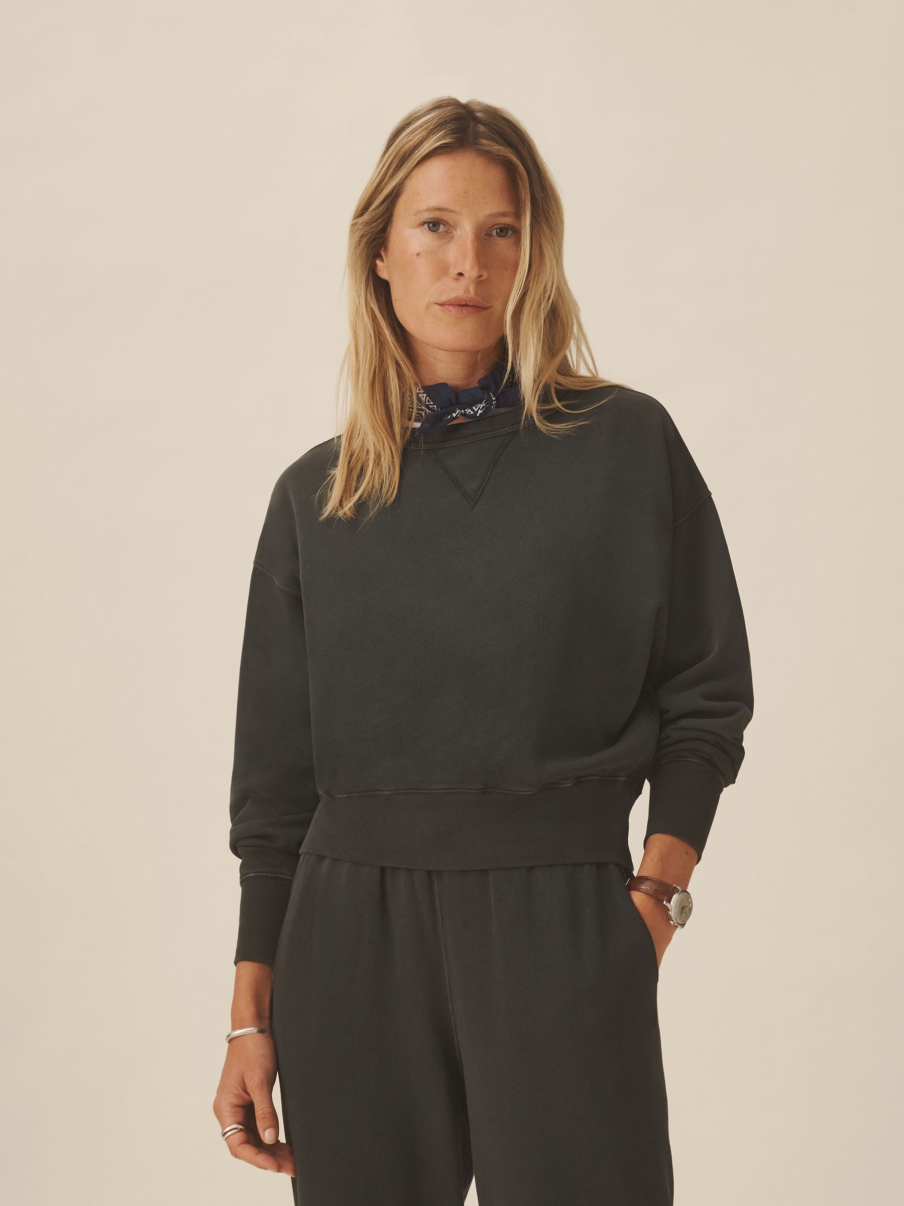 Soft Black Venice Wash Vintage Interloop Oversized Crew - Image 2