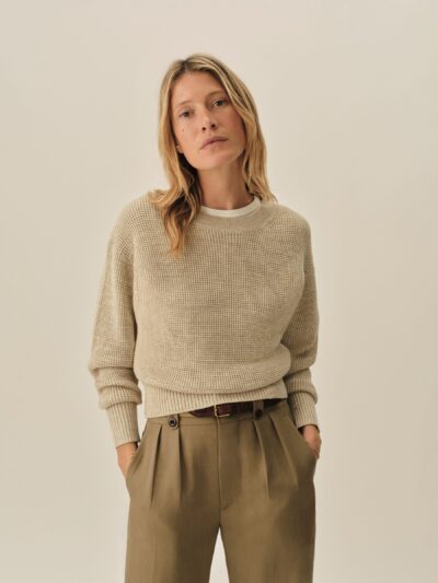 Marled Oatmeal Seafarer Cotton Shrunken Crew