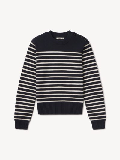 Dark Navy / Natural Shrunken Breton Sweater