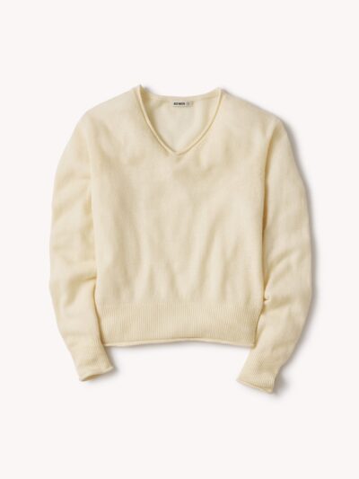 Coconut Whisperweight Cashmere V-Neck