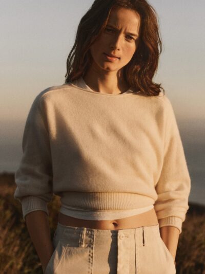 Coconut Whisperweight Cashmere Crew