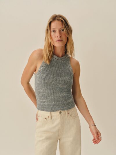 Marled Sky Blue Seafarer Cotton Rib Tank