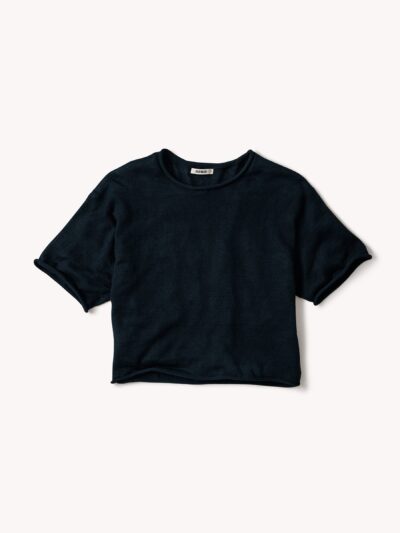 Dark Navy Lighthouse Linen Roll Neck Tee
