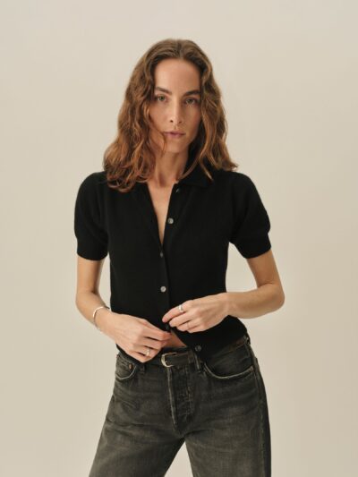 Black Whisperweight Cashmere Polo