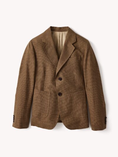 Rust Puppytooth Shrunken Academy Linen Blazer