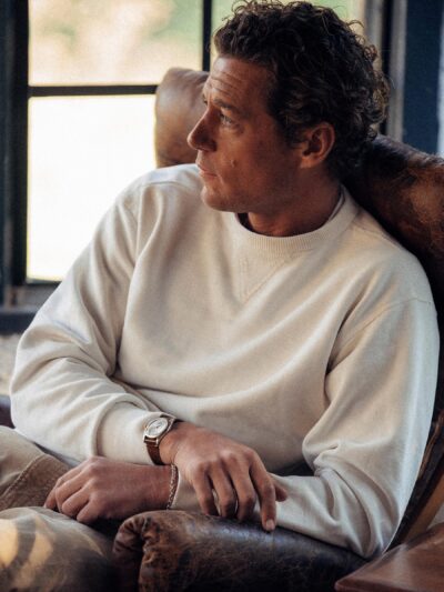 White Welterweight Double V Crew Sweatshirt