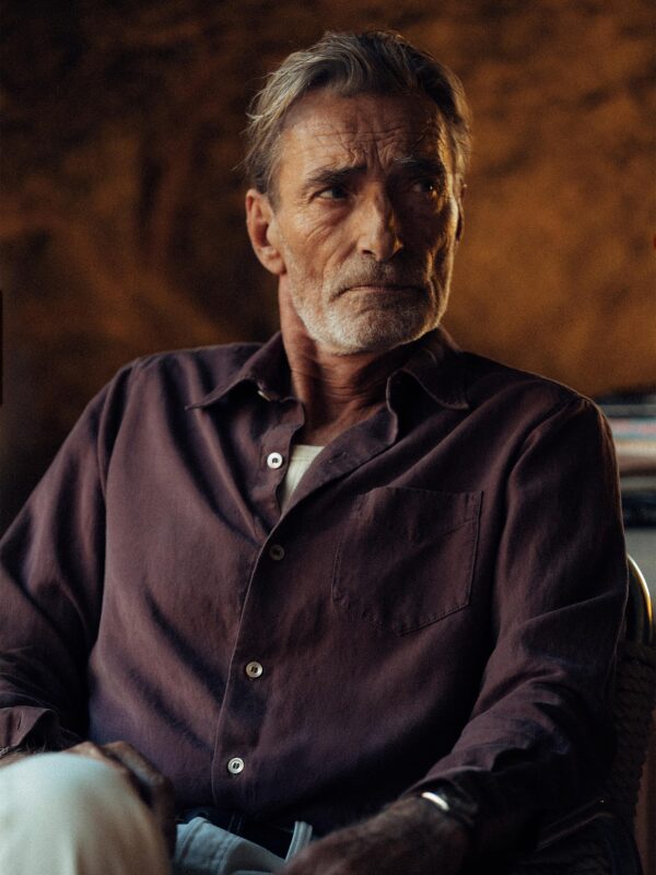 Burgundy Draped Linen Lounge Lizard Shirt