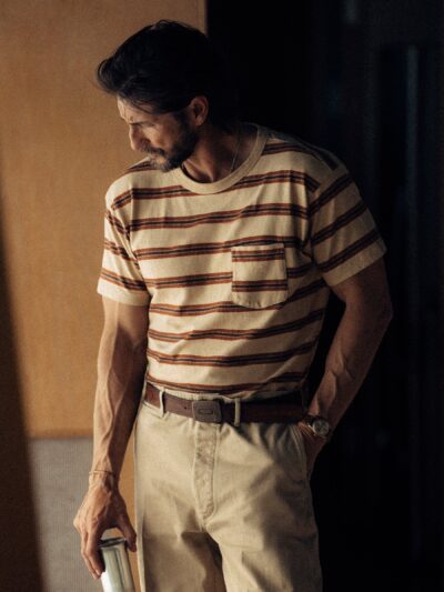 Rust Stripe Yuma Hemp Boxy Pocket Tee